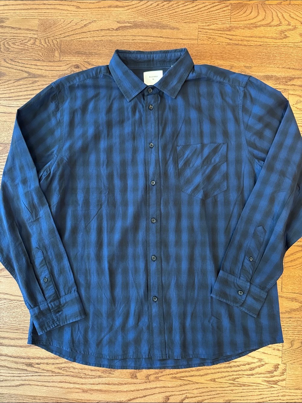 Billy Reid Blue Plaid Button-Up Shirt